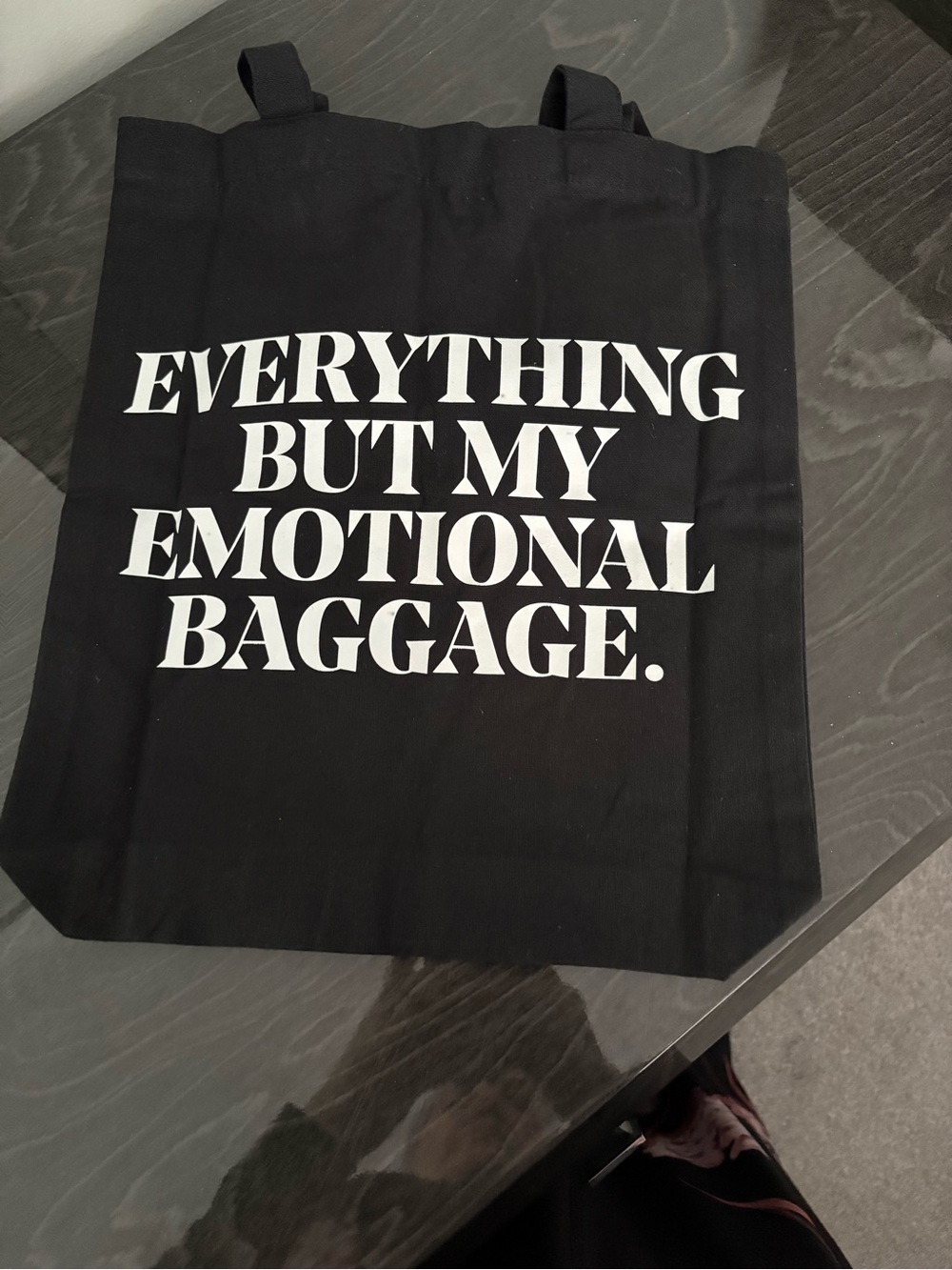 Black Canvas IL MAKIAGE Tote Bag “Everything But My Emotional Baggage”
